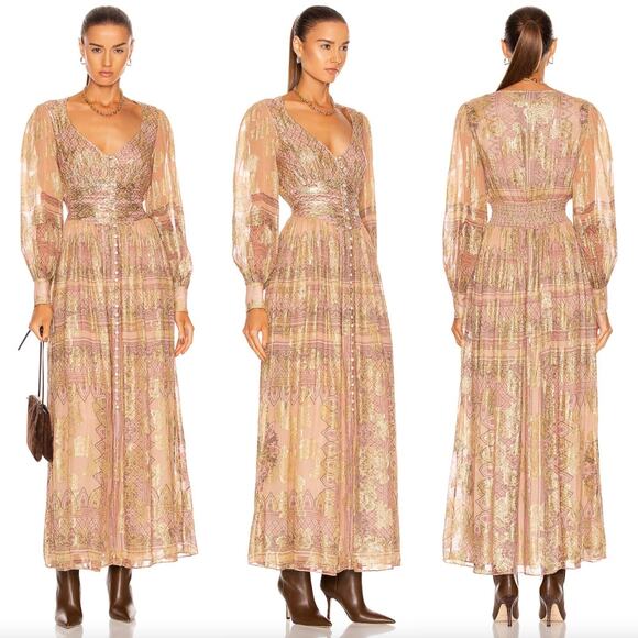 Hemant and Nandita Pink and Gold Maxi Dress - Picture 2 of 16